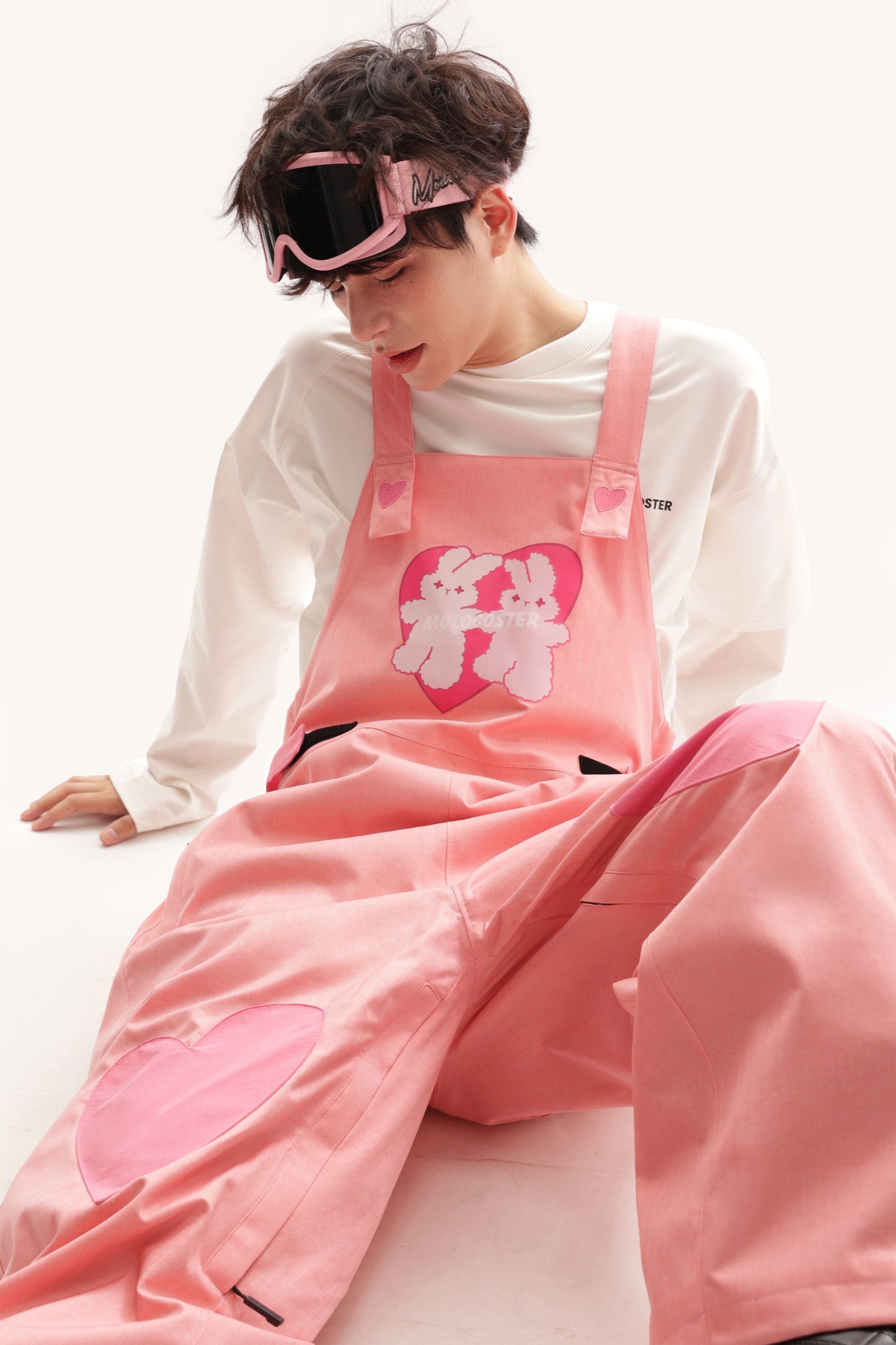 PINK BUNNY SNOW BIB PANTS