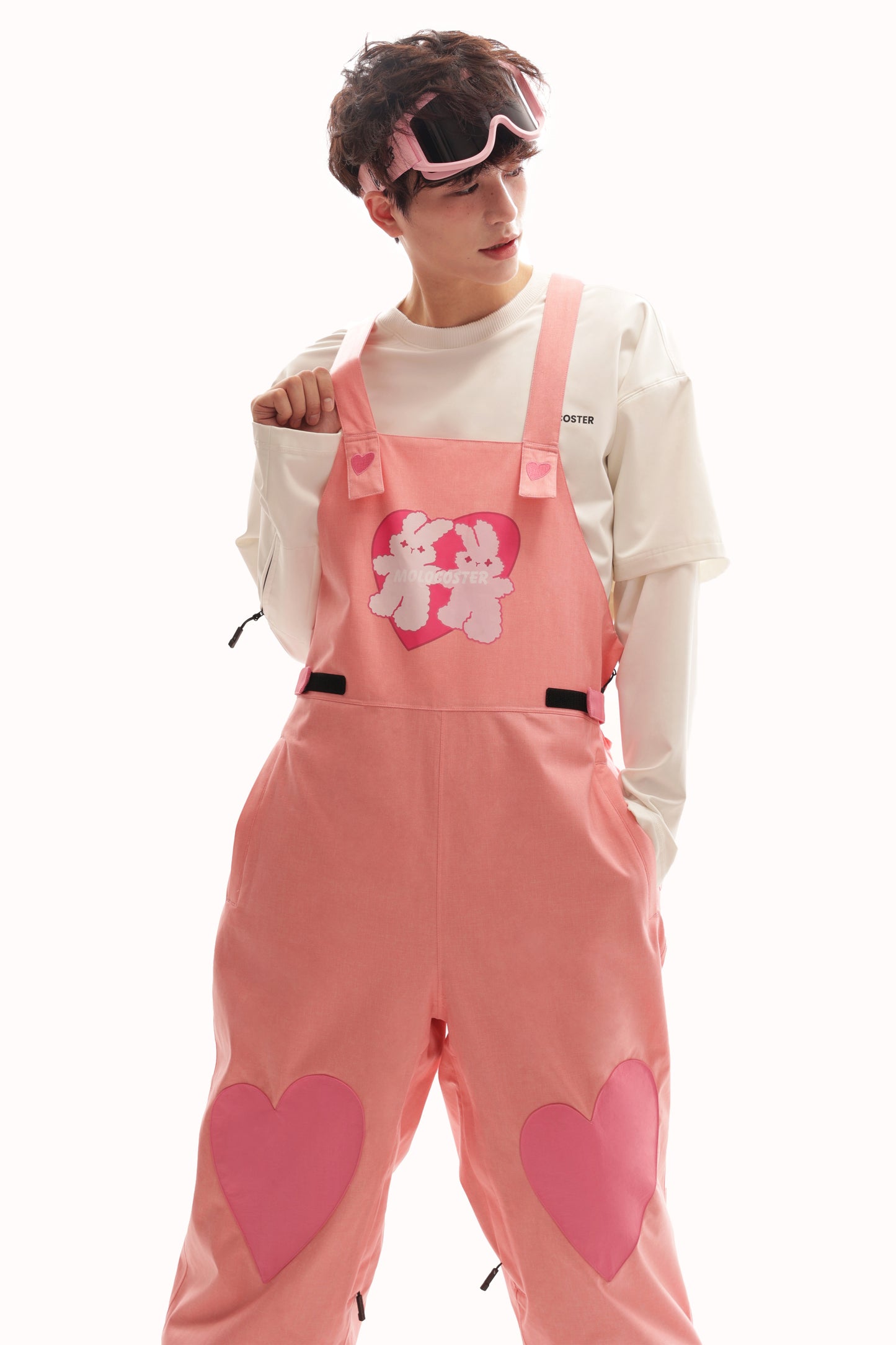 PINK BUNNY SNOW BIB PANTS