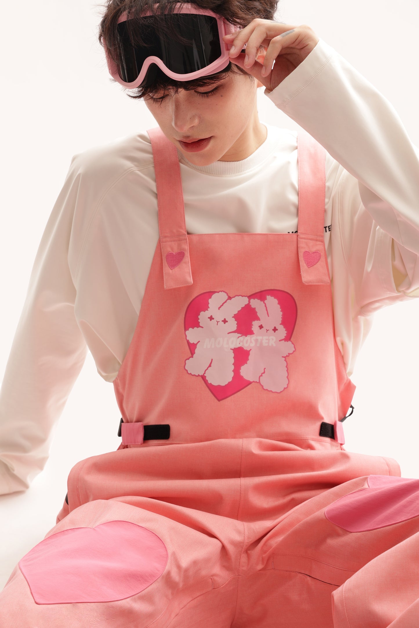 PINK BUNNY SNOW BIB PANTS