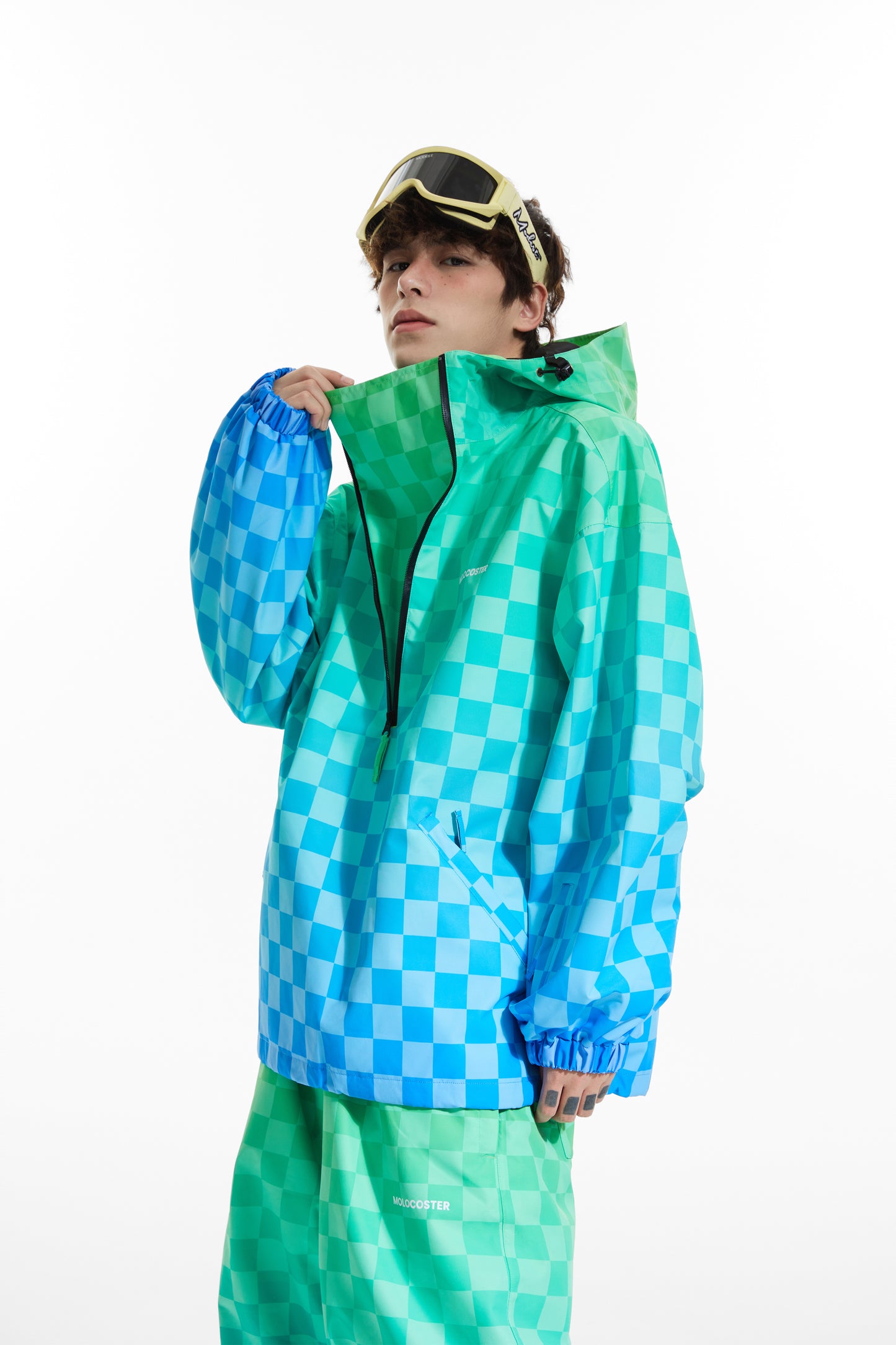 GRADIENT CHECKBOARD SNOW SUIT(TWO PIECES)