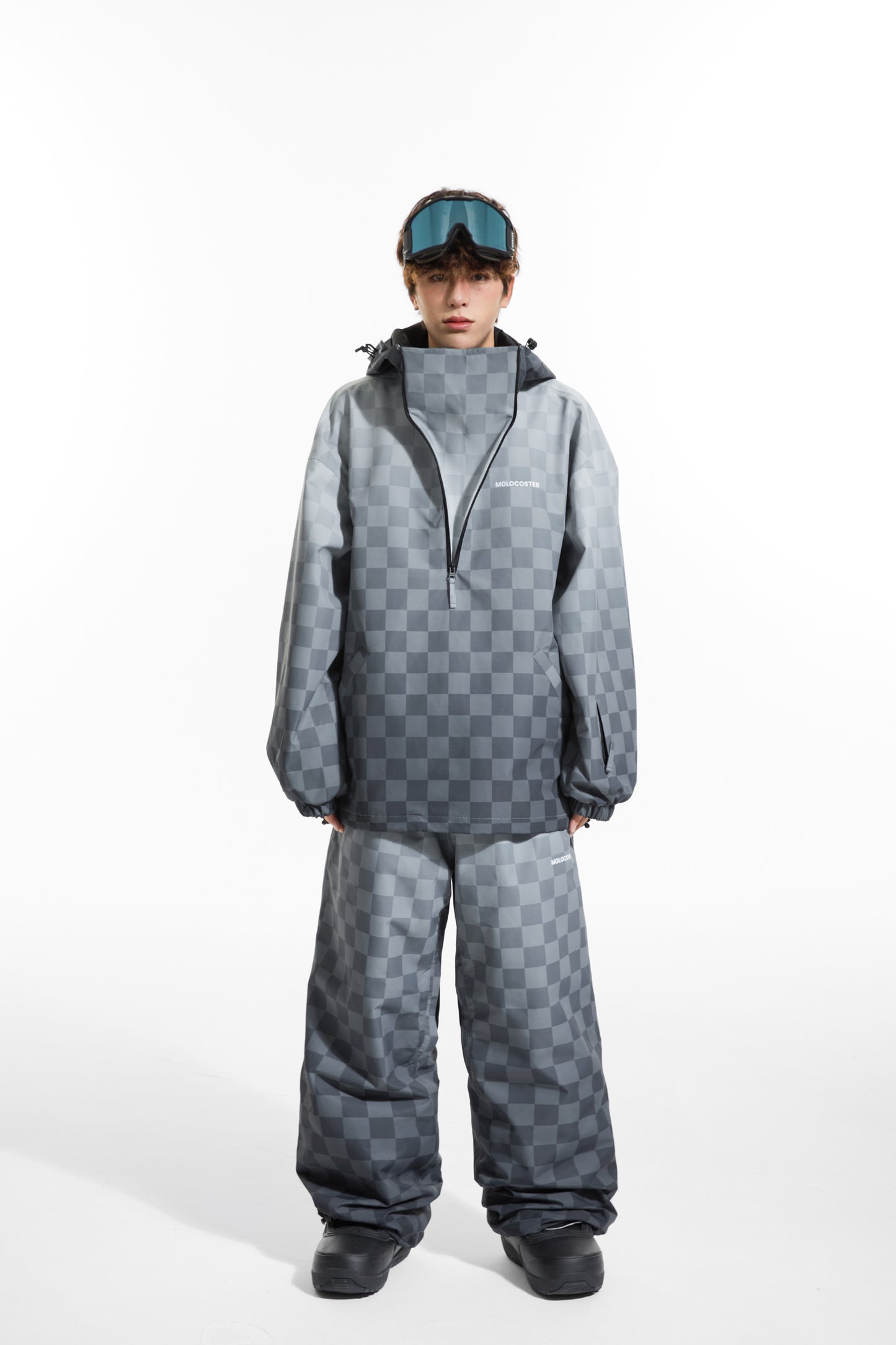 GRADIENT CHECKBOARD SNOW SUIT(TWO PIECES)