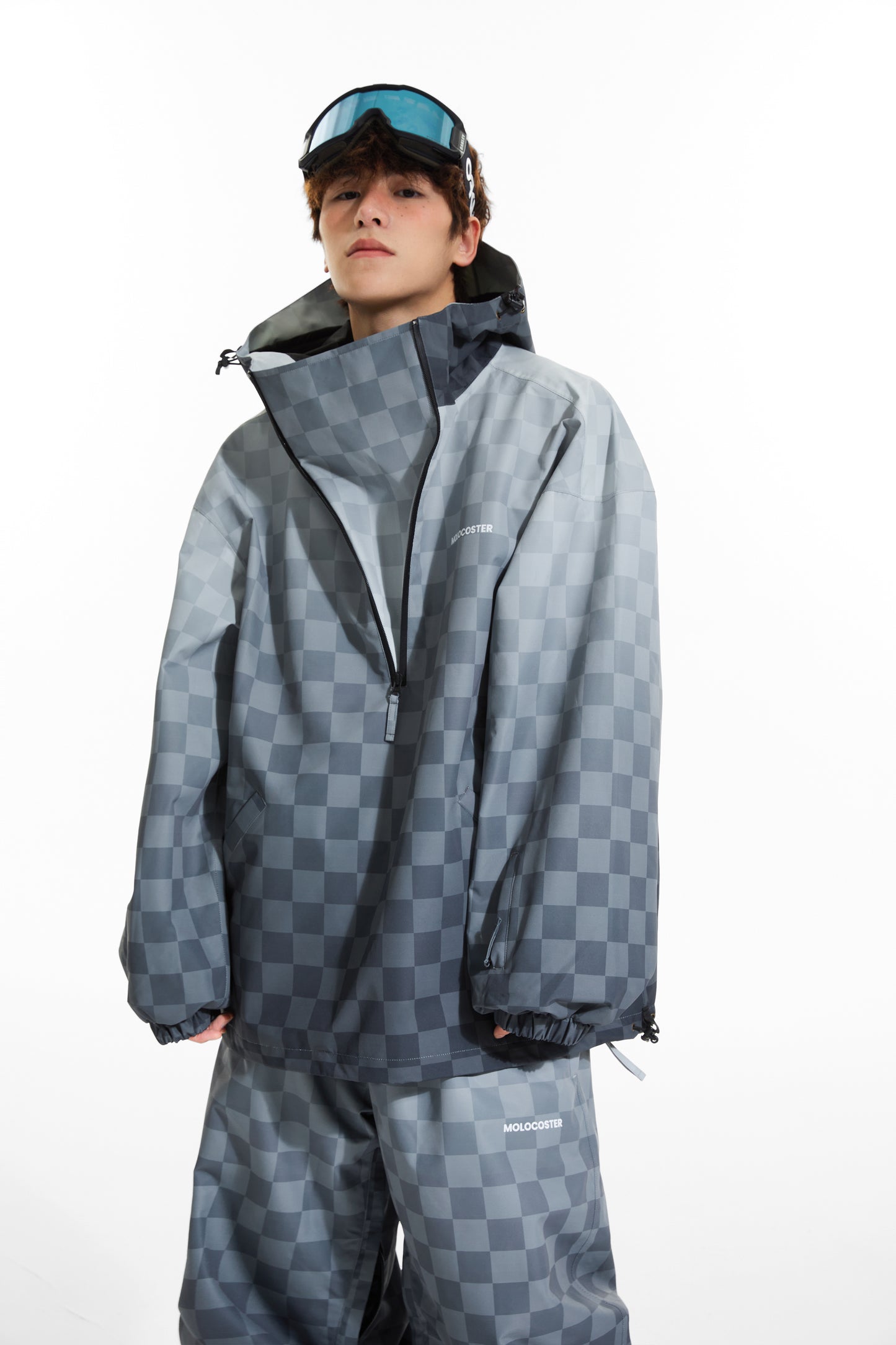 GRADIENT CHECKBOARD SNOW SUIT(TWO PIECES)